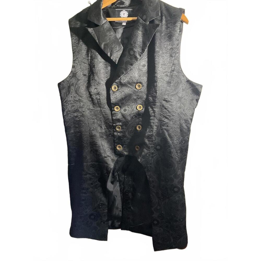 Paul Jones Men's Gothic Steampunk Double Breasted Brocade Waistcoat  L